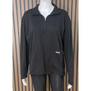 Patagonia R1 Flash Pullover Sweater Women's L Black Waffle Knit Lined 1/4 Zip